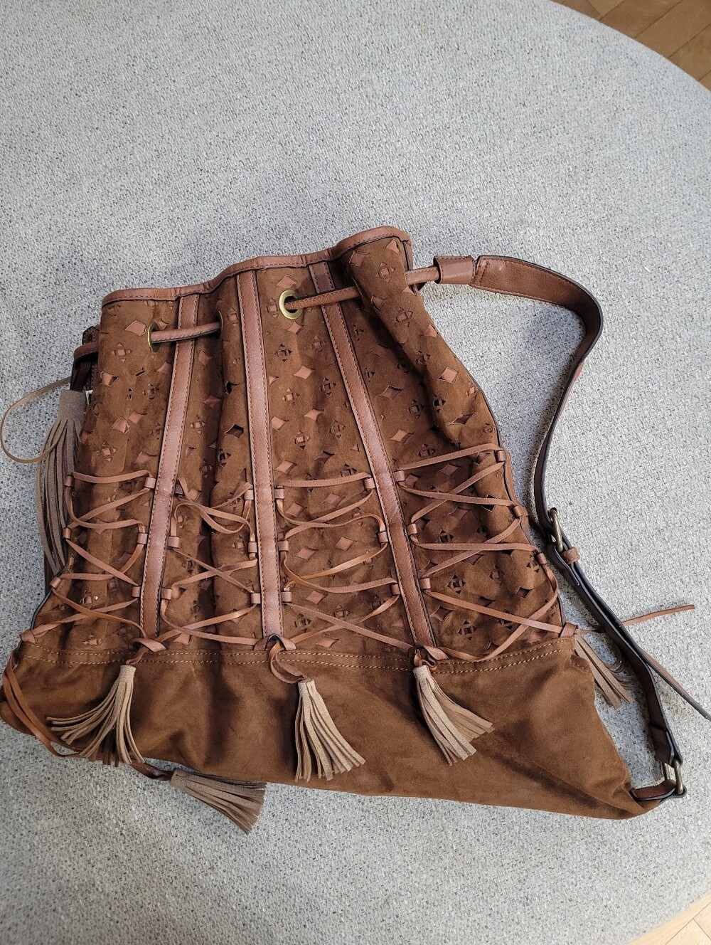 Not Rated Brown Leather Accent Handbag Interior Detail